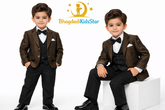 Elegant Boys Formal Suit – Classic Brown & Black Tuxedo Set