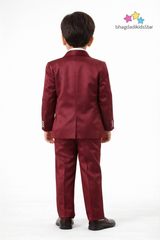 Boys Premium 4-Piece Coat Pant Suit – Burgundy | bhagdadikidsStar