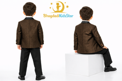 Elegant Boys Formal Suit – Classic Brown & Black Tuxedo Set