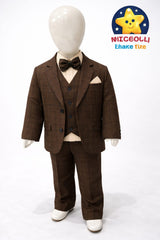 Kids Premium 4-Piece Coat Pant Set | Formal Party Wear Suit for Boys