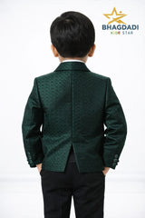 Bhagdadi Kids Star Boys 4-Piece Formal Suit – Green Designer Coat Pant Set