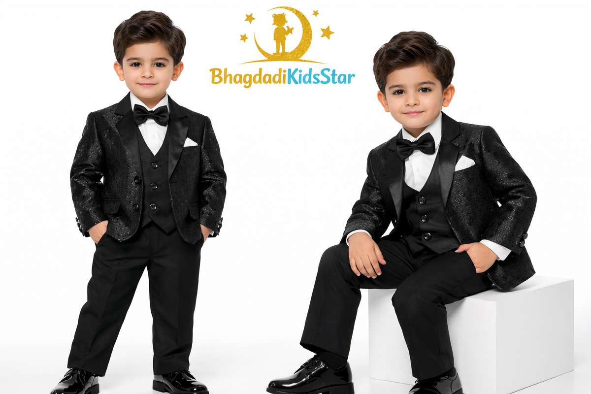Classic Black Boys Tuxedo Suit – Premium Formal Wear Set