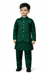 Boys Mehroon colour  3 Piece Prince Suit | Kurta Pajama with Waistcoat | Kids Festive Wear